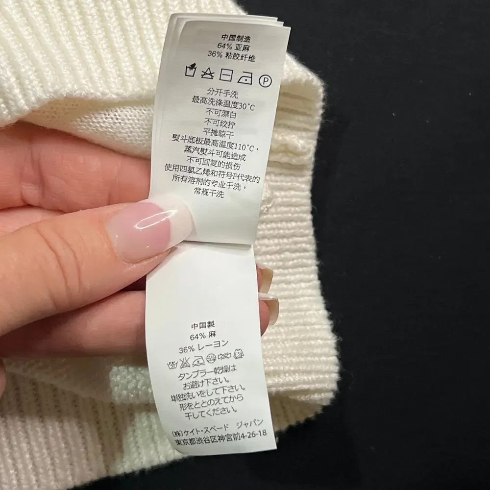 Kate Spade Pointelle Stitch Sweater Vest XL Ivory Linen Blend Open Knit